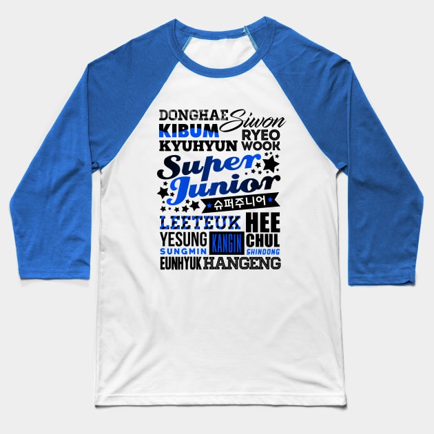 SUPER JUNIOR FONT COLLAGE Baseball T-Shirt by skeletonvenus